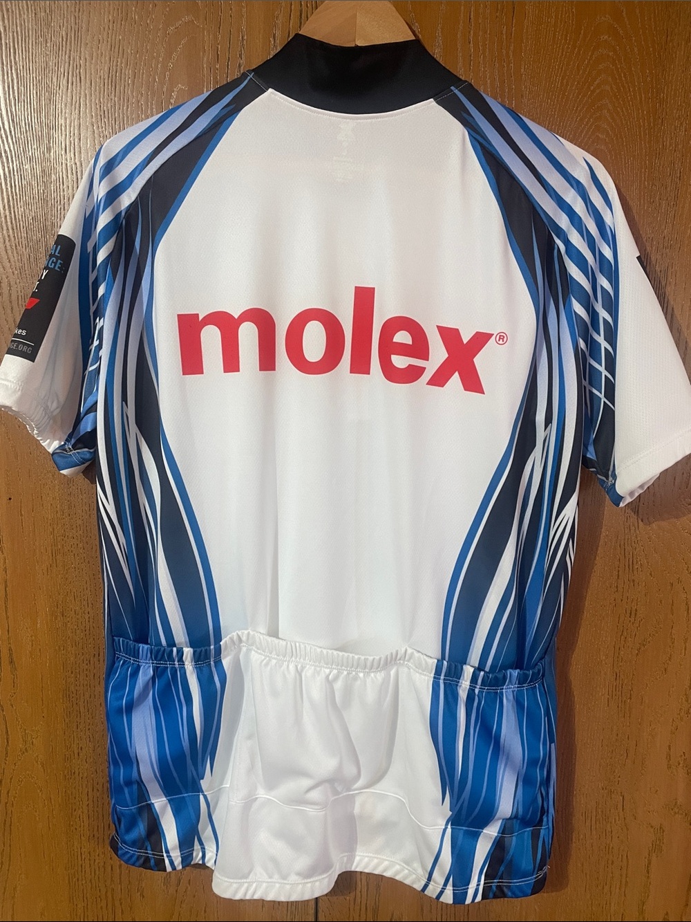 Molex Men’s White Cycling Jersey with Blue Accent Panels - Picture 3 of 3